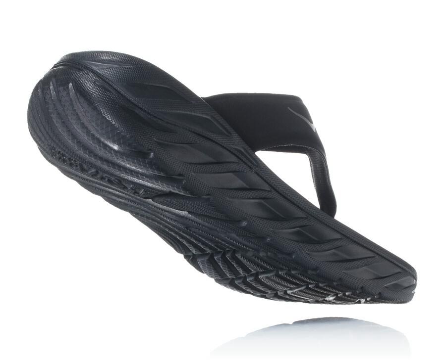 Hoka One One Womens Sandals - ORA Recovery Flip - Black - KGCE64035